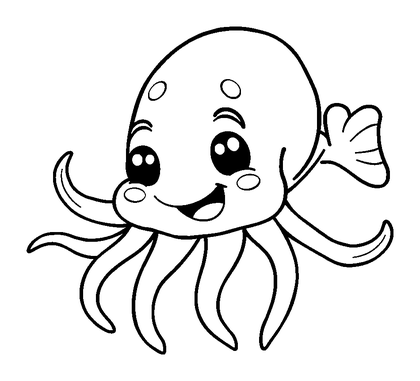 Cuttlefish Colouring Page (Kids, Bold & Easy)