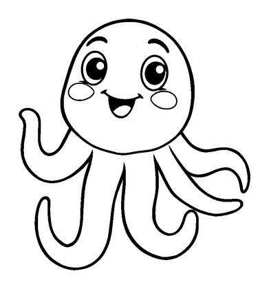Cuttlefish Colouring Page (Toddler, Bold & Easy)