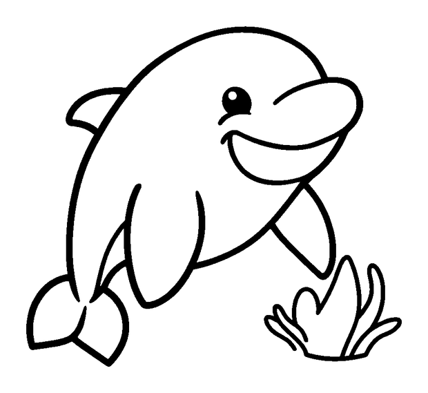 Dolphin colouring page — free printable for toddlers