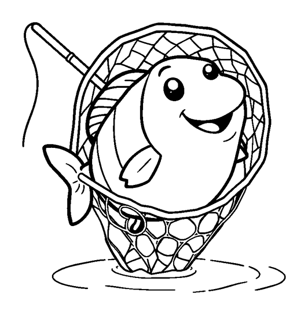 Fishing Net Catch colouring page — free printable for toddlers