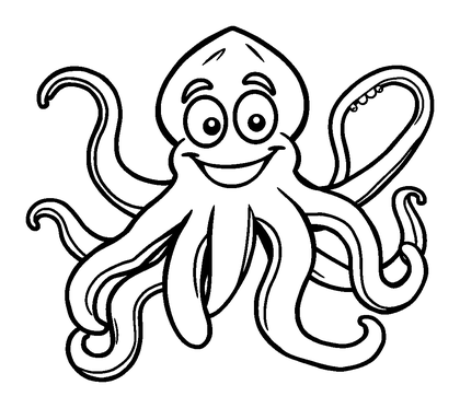 Giant Squid Tentacles Colouring Page (Kids, Bold & Easy)