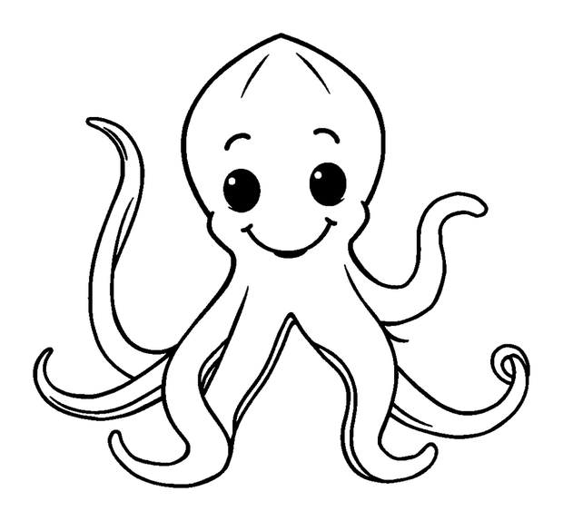 Giant Squid Tentacles colouring page — free printable for toddlers