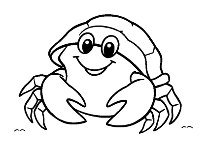 Hermit Crab Colouring Page (Toddler, Bold & Easy)