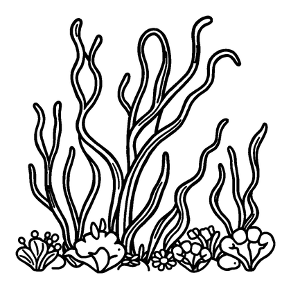 Kelp Forest Colouring Page (Kids, Bold & Easy)