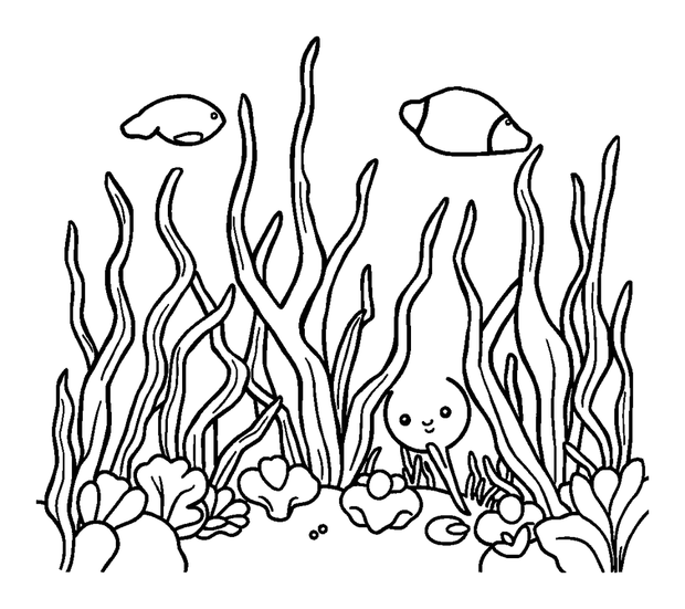 Kelp Forest colouring page — free printable for kids