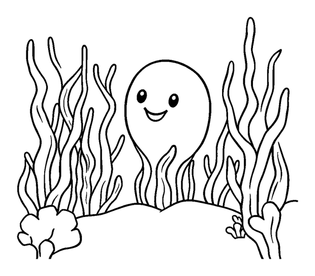 Kelp Forest colouring page — free printable for toddlers