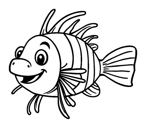 Lionfish colouring page — free printable for kids
