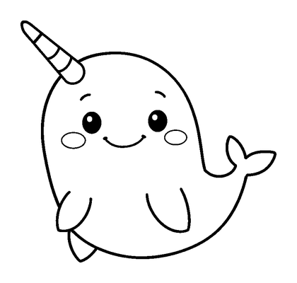 Narwhal Colouring Page (Kids, Standard)