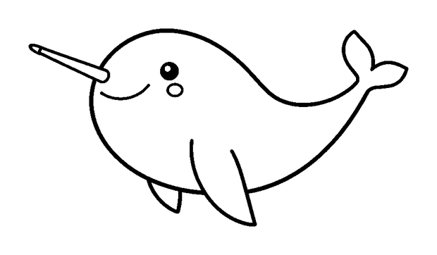 Narwhal colouring page — free printable for toddlers