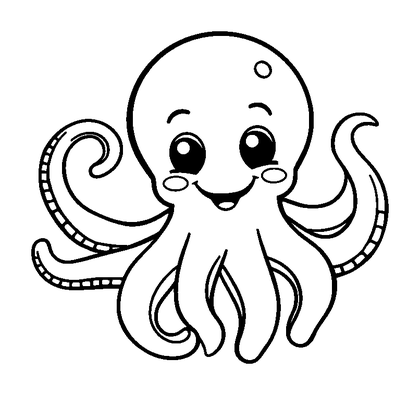 Octopus Colouring Page (Toddler, Bold & Easy)