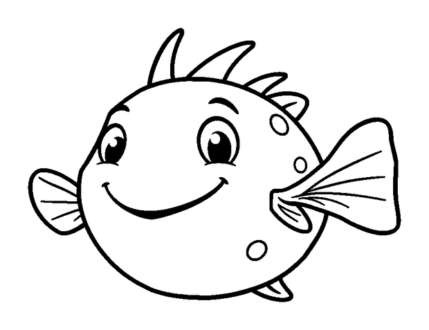 Pufferfish colouring page — free printable for kids