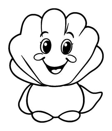 Scallop Colouring Page (Kids, Bold & Easy)