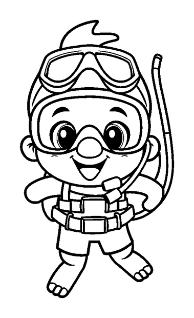 Scuba Diver colouring page — free printable for kids