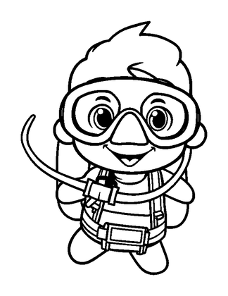 Scuba Diver Colouring Page (Kids, Standard)