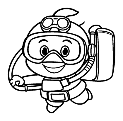 Scuba Diver Colouring Page (Toddler, Bold & Easy)