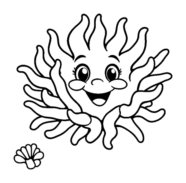 Sea Anemone colouring page — free printable for kids