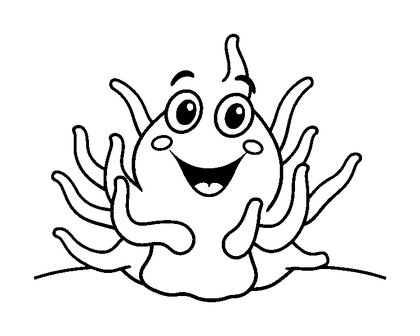 Sea Anemone Colouring Page (Toddler, Bold & Easy)