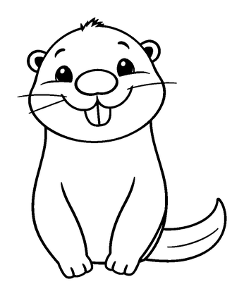 Sea Otter Colouring Page (Toddler, Bold & Easy)
