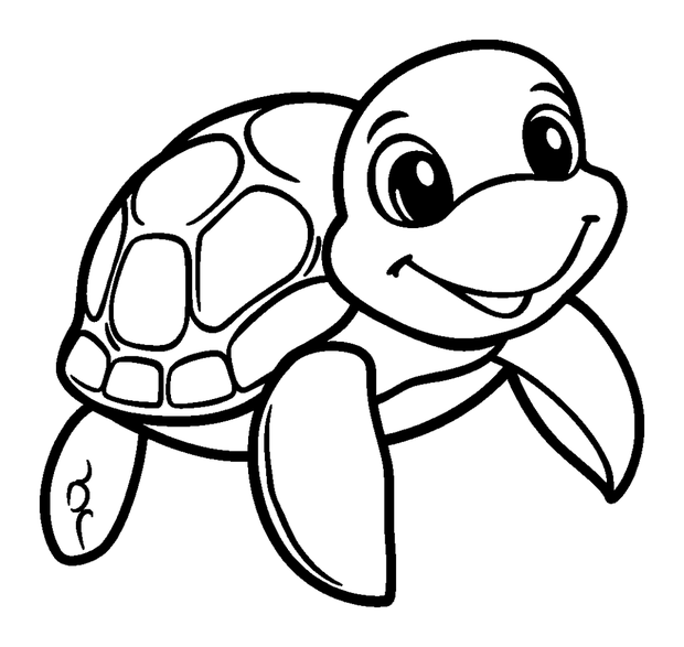 Sea Turtle colouring page — free printable for toddlers
