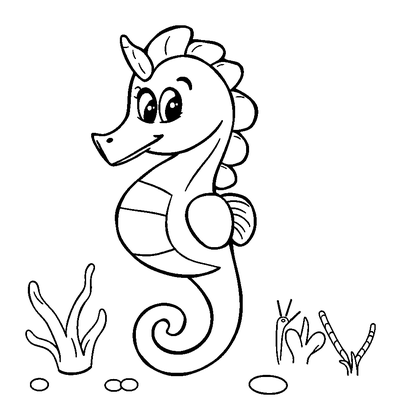 Seahorse Colouring Page (Kids, Bold & Easy)