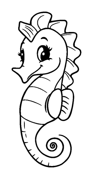 Seahorse colouring page — free printable for kids