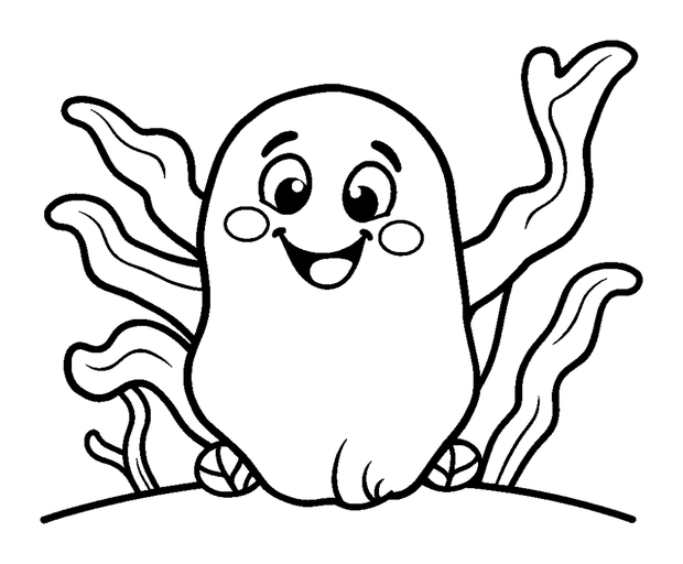 Seaweed colouring page — free printable for kids