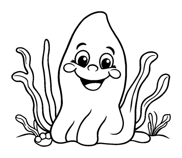 Seaweed colouring page — free printable for kids