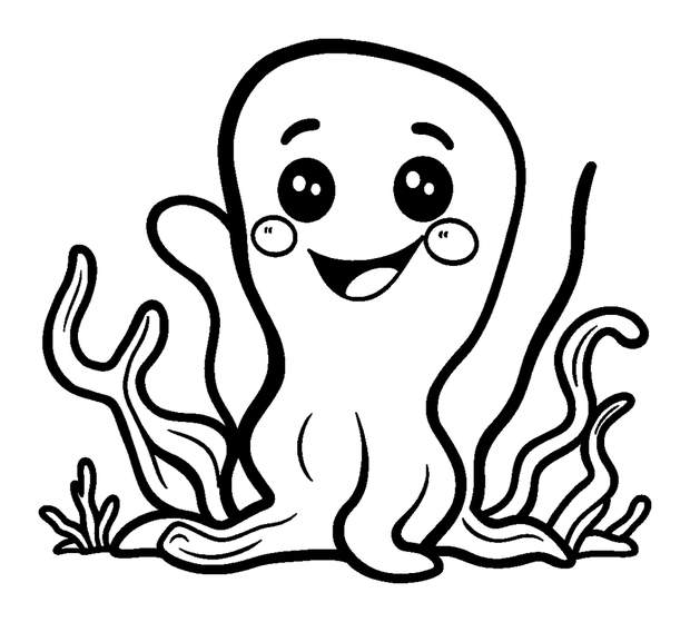 Seaweed colouring page — free printable for toddlers