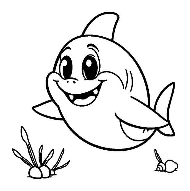 Shark colouring page — free printable for kids