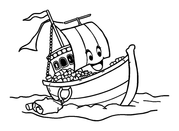 Shipwreck Treasures colouring page — free printable for kids