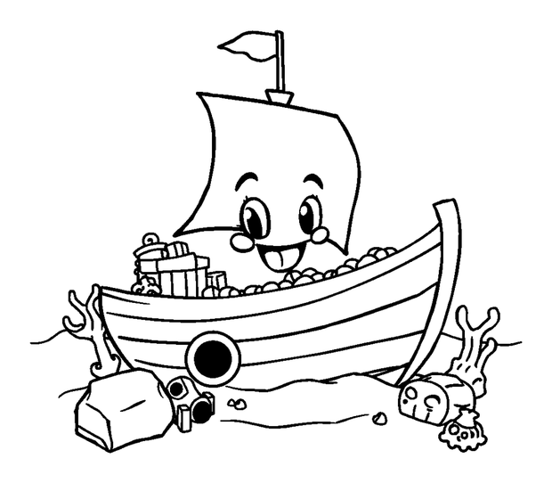 Shipwreck Treasures colouring page — free printable for kids
