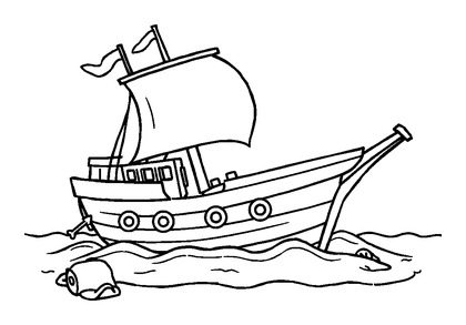 Shipwreck Colouring Page (Kids, Bold & Easy)