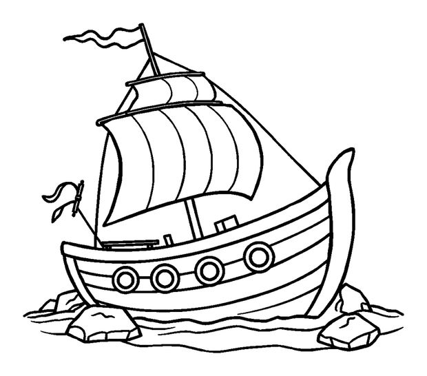 Shipwreck colouring page — free printable for kids