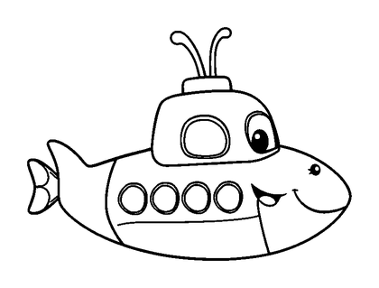 Submarine Colouring Page (Kids, Bold & Easy)