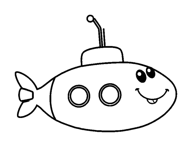 Submarine colouring page — free printable for kids
