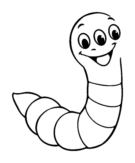 Tube Worm colouring page — free printable for toddlers