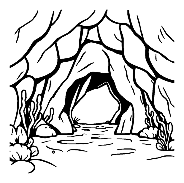Underwater Cave Entrance colouring page — free printable for kids