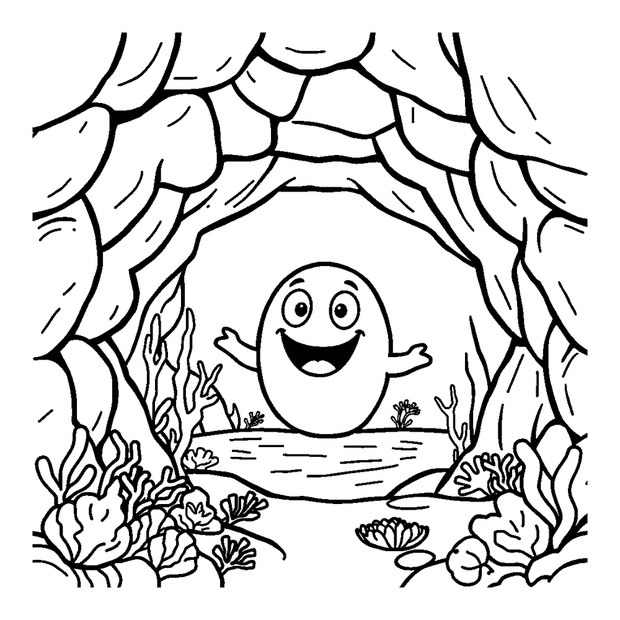 Underwater Cave Entrance colouring page — free printable for toddlers