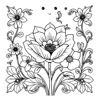 Art Nouveau Floral Colouring Page (Adults, Standard)