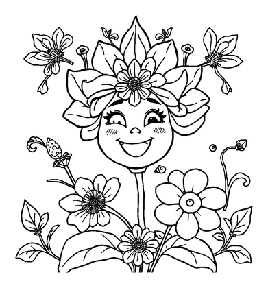 Art Nouveau Floral Colouring Page (Teens, Standard)