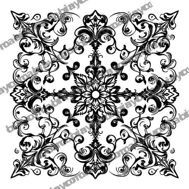 Baroque Flourish colouring page — free printable for adults