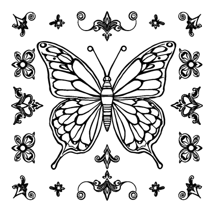 Butterfly Wing Colouring Page (Teens, Intricate)