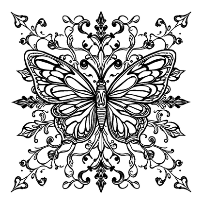 Butterfly Colouring Page (Adults, Intricate)
