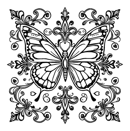 Butterfly Colouring Page (Teens, Intricate)