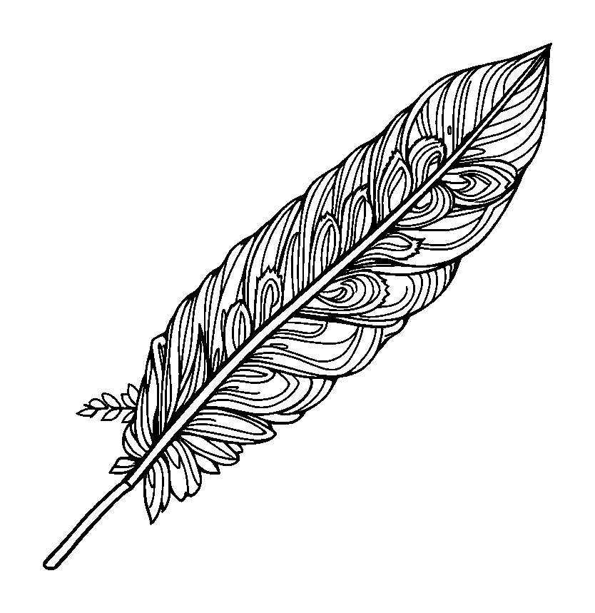 Feather Pattern colouring page — free printable for adults