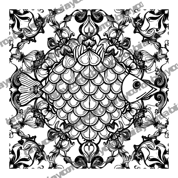 Fish Scale colouring page — free printable for adults