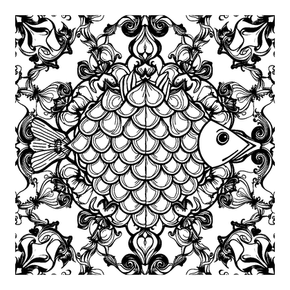 Fish Scale Colouring Page (Adults, Intricate)