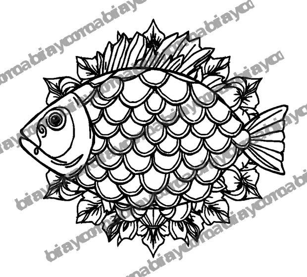 Fish Scale colouring page — free printable for teens