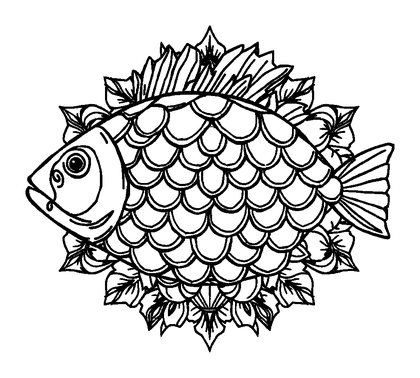 Fish Scale Colouring Page (Teens, Intricate)