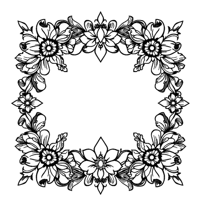 Floral Border Colouring Page (Teens, Intricate)